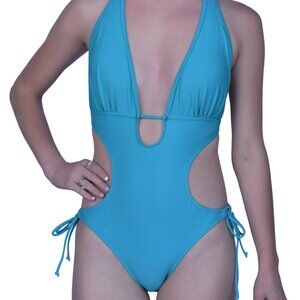 NWT NWSC One Piece Monokini Swimsuit Bikini Small S 2 4 Aqua
